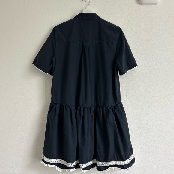 Black & White Lace Trim Shirtdress Kate Spade & brooke street Dress- M - Picture 3 of 6